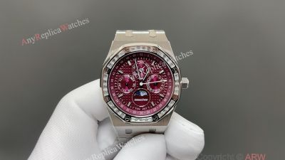 Audemars Piguet Royal Oak Cal.5134 Movement 41mm Red Face Diamond Bezel Calendar/Week/Month Chronograph Watch